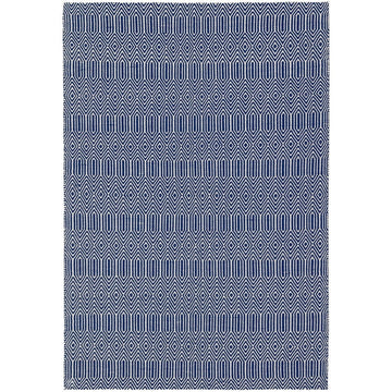Sloan Modern Duo-Tone Geometric Diamond Hand-Woven Soft-Touch Durable Textured Wool & Cotton Blend Flatweave Blue/Cream Rug-Asiatic Carpets-Rug Love - The Most Loved Rug Store
